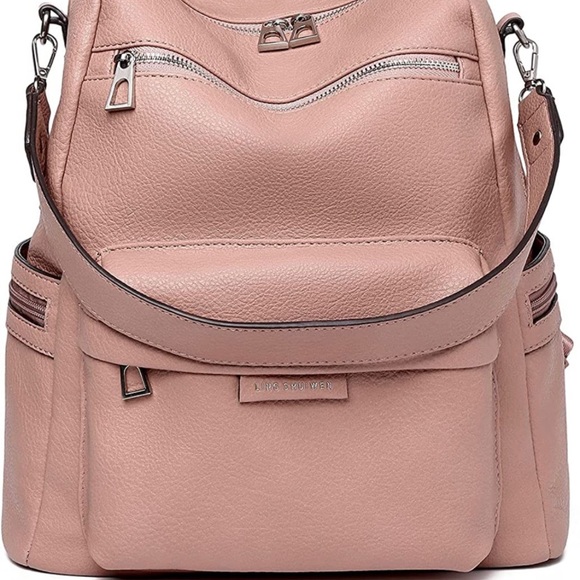 Vegan Leather Blush Pink Backpack ๐, Travel Bag ๐งณ or Large Purse ๐, NWT! - Picture 2 of 8